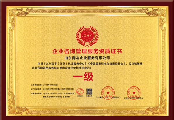 企业咨询管理服务资质证书 一级